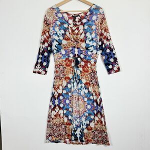 Alberto Makali Bright Floral 3/4 Sleeve Fit Flare Dress Women's‎ Small NEW NWT